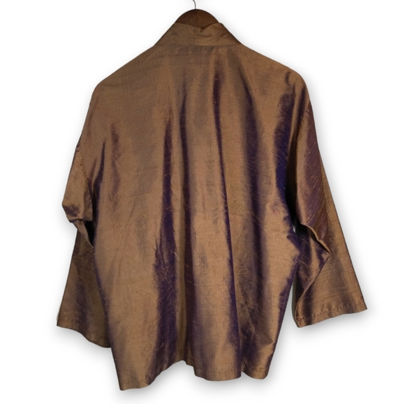 Vintage Huba Oversized 100% Silk Iridescent Kimono Jacket - Women's Size Medium - Picture 2 of 8